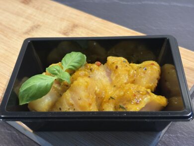 Bakje met 4 gourmet pangasiusblokjes
